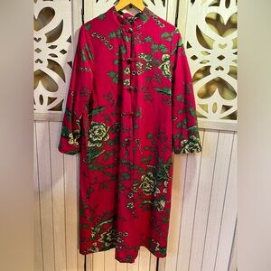 SOLD Vibrant Floral Long Sleeve Chinese Trench Coat